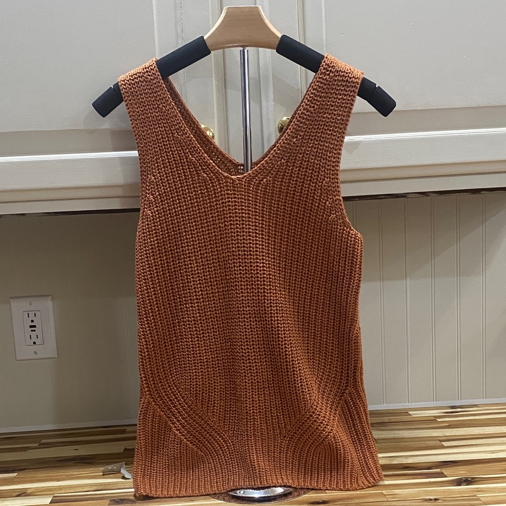 LOFT Rust Knit V-Neck Tank Top